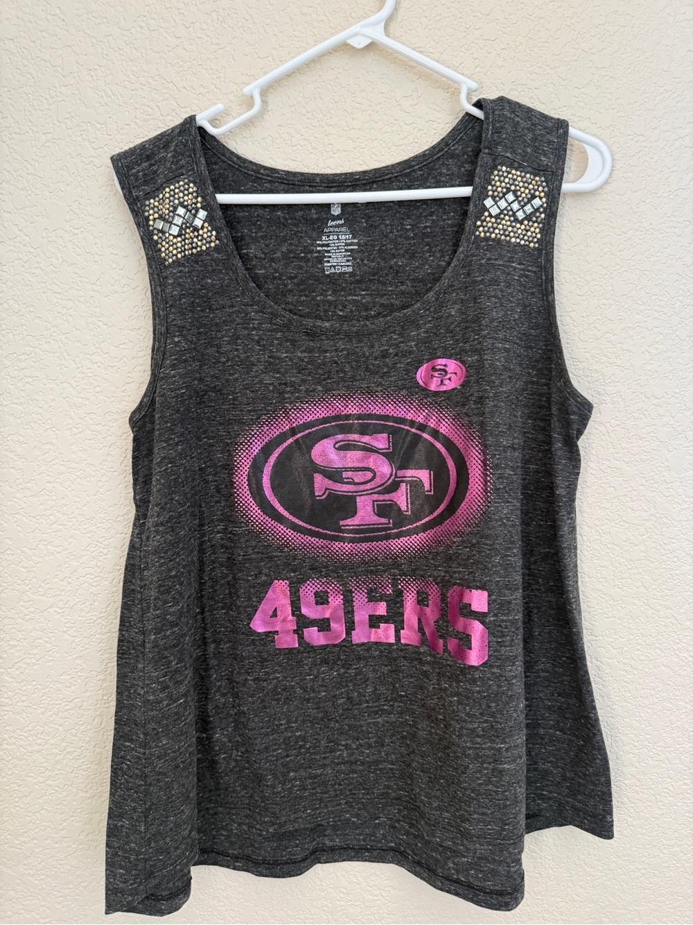 NFL San Francisco 49ers Sequined Tank Gray Pinkish Purple Metallic XL